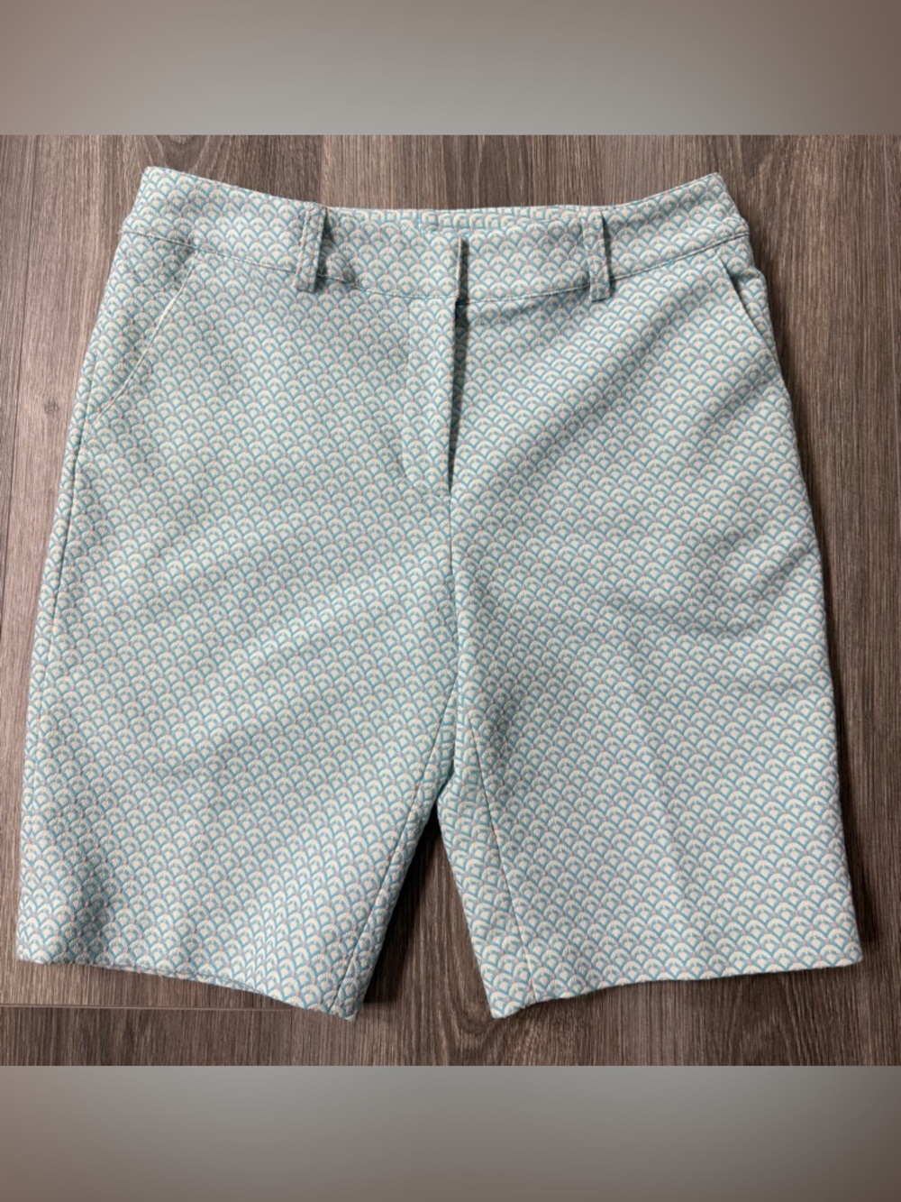 J. McLaughlin Light Blue Patterned Textured Women's Dress Shorts Size 6 Resort